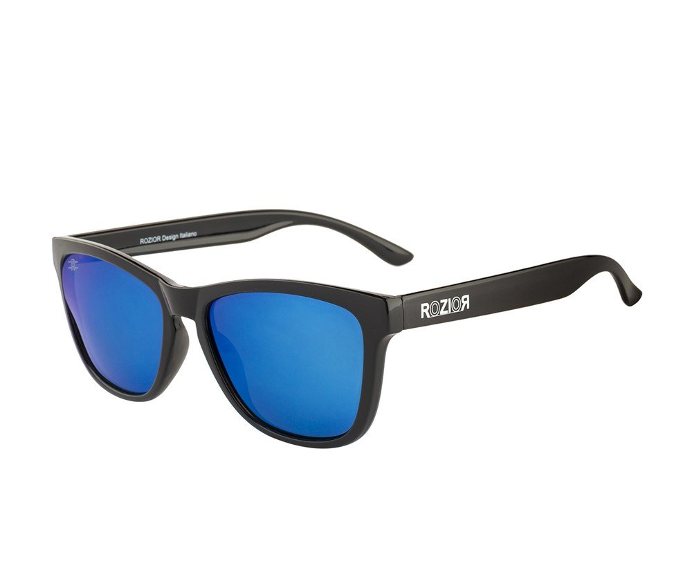 Rozior Black Men Women Polarised Sunglass with UV Protection Blue Mirror Lens with Black Frame Model: RWP8200M4