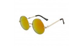 Rozior Silver Men Women Sunglass with UV Protection Golden Red Mirror Lens with Silver Frame  (Lens: Golden Red Mirror || Frame: Silver, Model: RWUJH575M5)