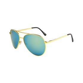 Rozior Golden  Men Women Sunglass with UV Protection Green Mirror Lens with Golden Frame (Lens: Blue Green Mirror || Frame: Golden, Model: RWU2030M3)