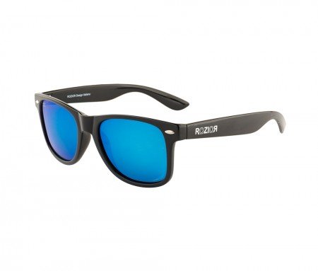 Rozior Black Men Women Polarised Sunglass with UV Protection Blue Mirror Lens with Black Frame (Lens: Blue Mirror || Frame: Black, Model: RWPPJH1028M4)