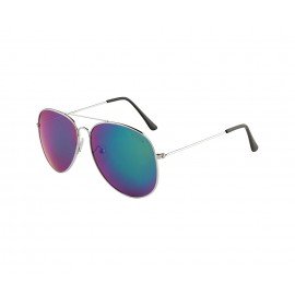 Rozior Silver  Men Women Sunglass with UV Protection Blue Green Mirror Lens with Silver Frame (Lens: Blue Green Mirror || Frame: Silver, Model: RSU102001M1)